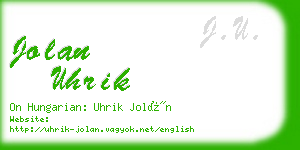 jolan uhrik business card